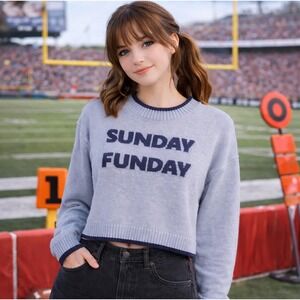 Jessica Simpson Sunday Funday Cropped Sweater Knit Top XL Light Blue EUC